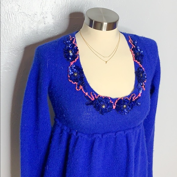 Free People Sweaters - Free People Cobalt Blue Open Back Sweater Sz S